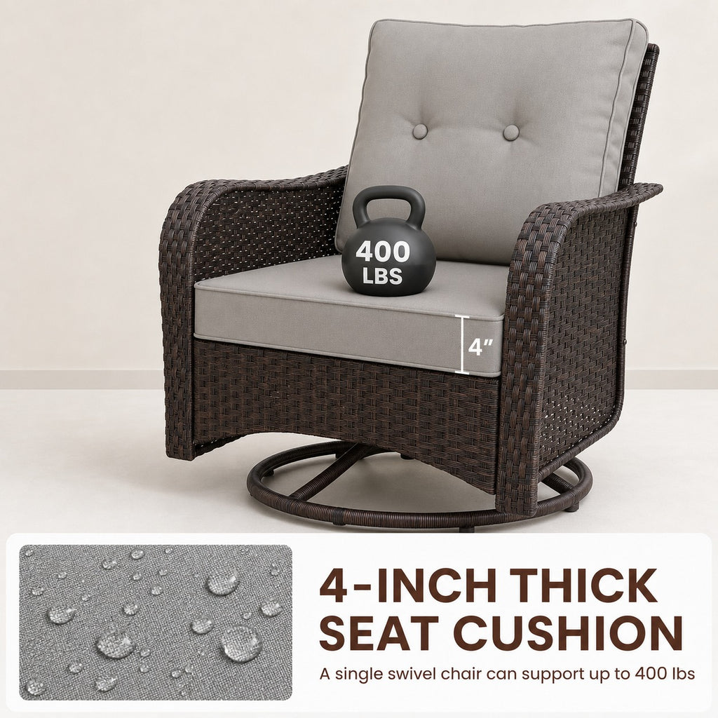 Outdoor Swivel Rocking Chairs, Set of 2 - dimensions