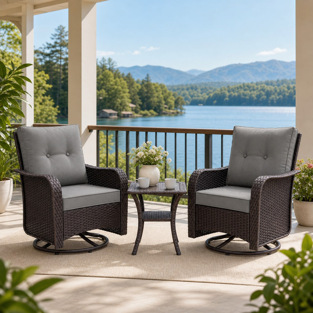 Outdoor Swivel Rocking Chairs, Set of 2 - lifestyle