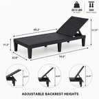 Adjustable Outdoor Chaise Lounges, Set of 2 - dimensions