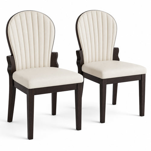 Arched Solid Wood Dining Chairs, Set of 2