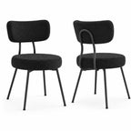 Curved Boucle Dining Chairs, Set of 2