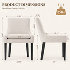 Soft Upholstered Dining Chairs, Set of 2 - dimensions