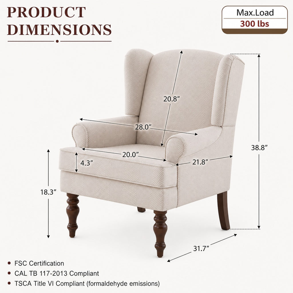 Wingback Reading Chair - dimensions