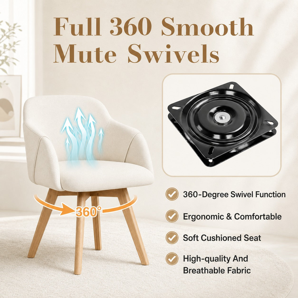 360 Swivel Dining Armchairs, Set of 2 - details
