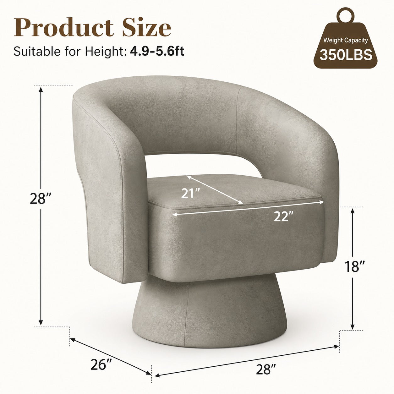 360 Swivel Barrel Chair - dimensions
