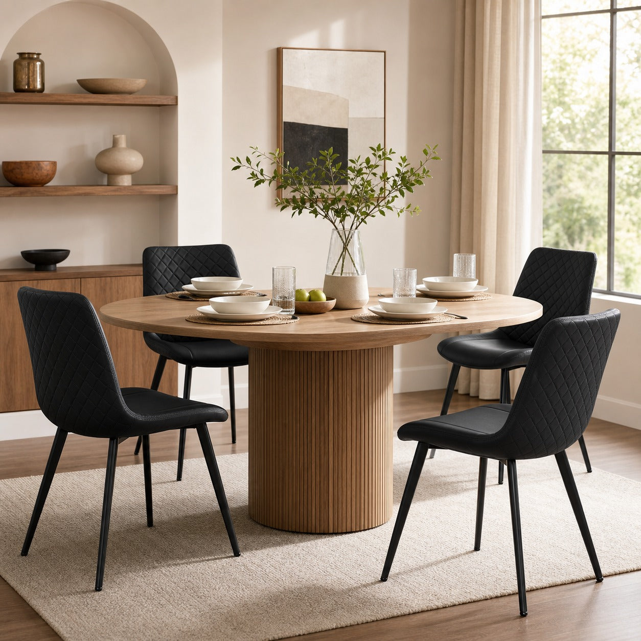 Quilted Faux Leather Dining Chairs, Set of 4 - lifestyle