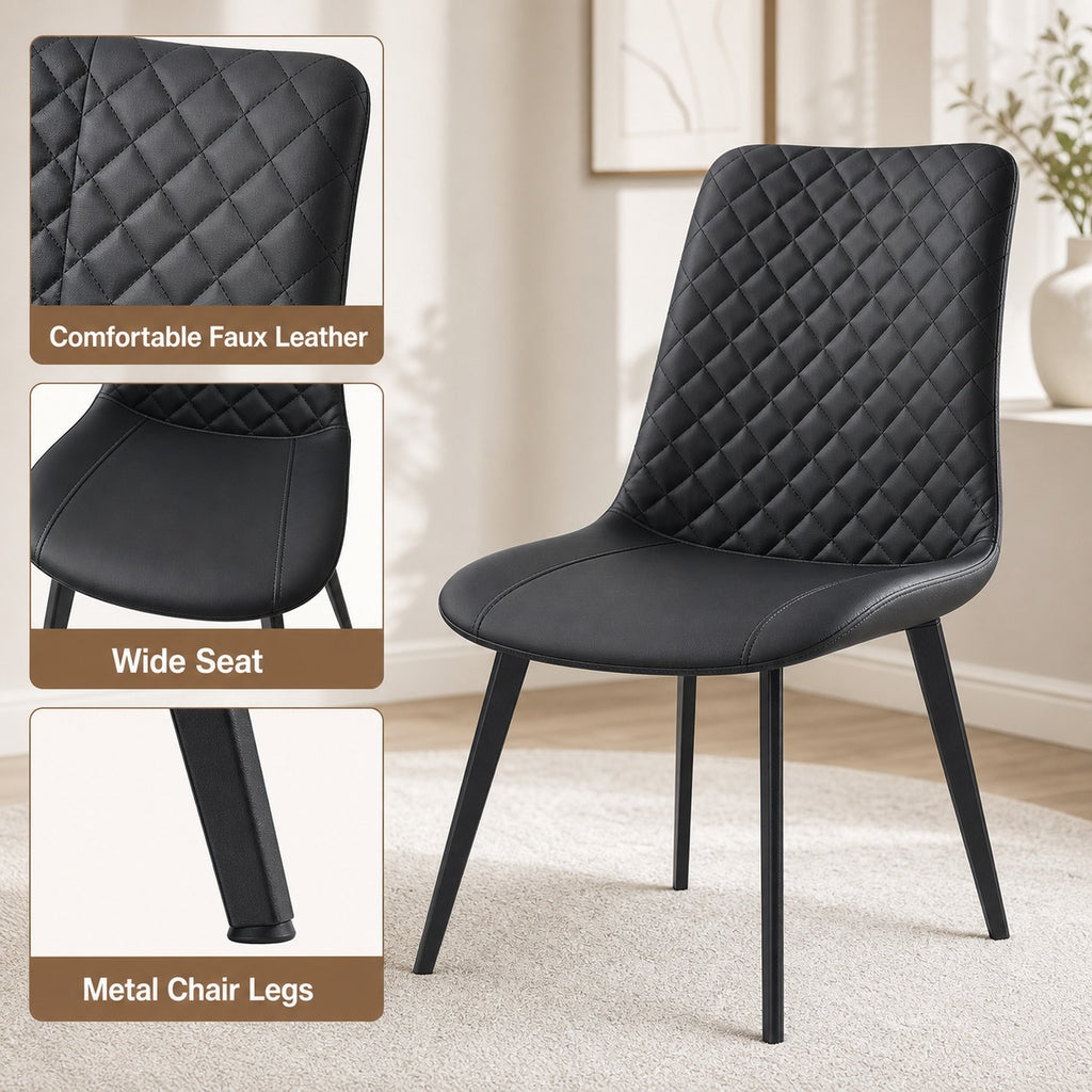 Quilted Faux Leather Dining Chairs, Set of 4 - details