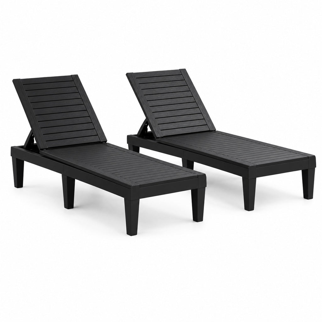 Adjustable Outdoor Chaise Lounges, Set of 2