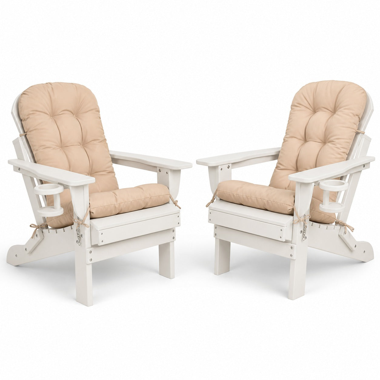 Folding Outdoor Adirondack Chairs, Set of 2 - White Frame