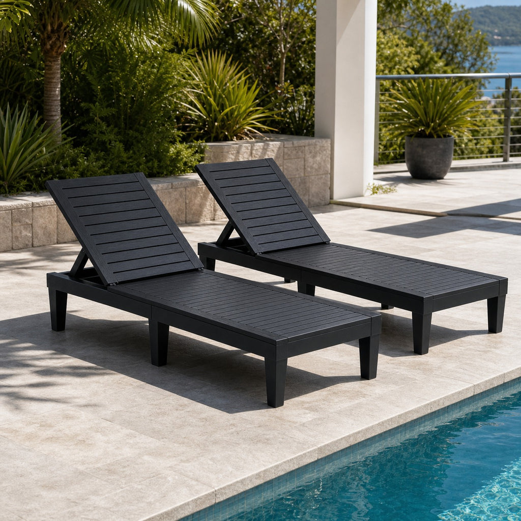 Adjustable Outdoor Chaise Lounges, Set of 2 - lifestyle