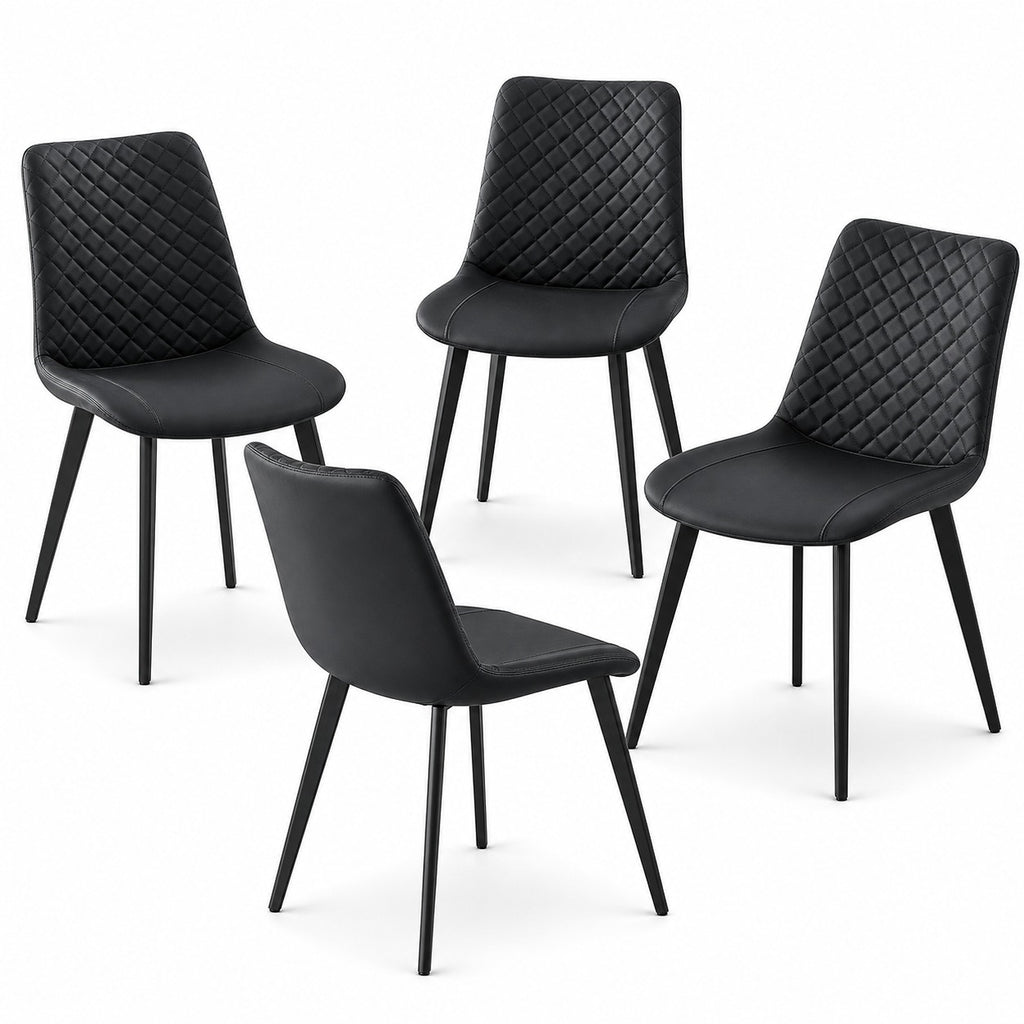 Quilted Faux Leather Dining Chairs, Set of 4