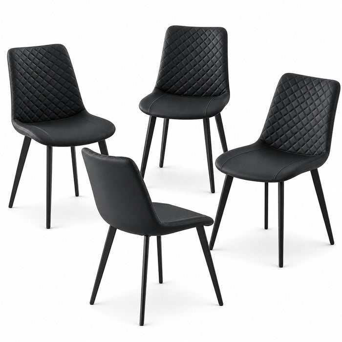 Quilted Faux Leather Dining Chairs, Set of 4
