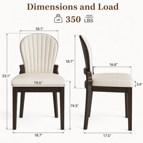 Arched Solid Wood Dining Chairs, Set of 2 - dimensions